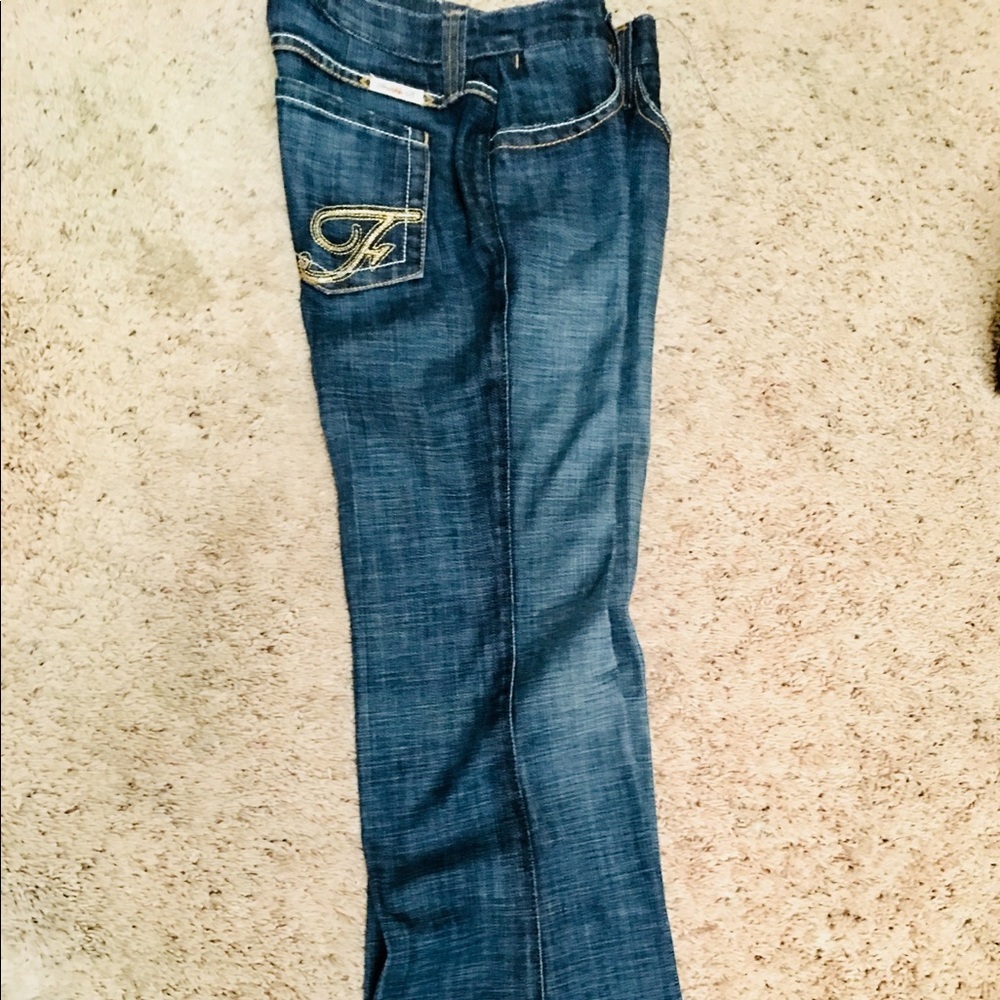 FRANKIE B HIPSTER FLARE JEANS BLING LOGO POCKETS🔥 - Picture 6 of 8